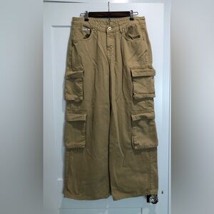 Ragged Women's Tan Wide Leg Cargo Jeans size 30